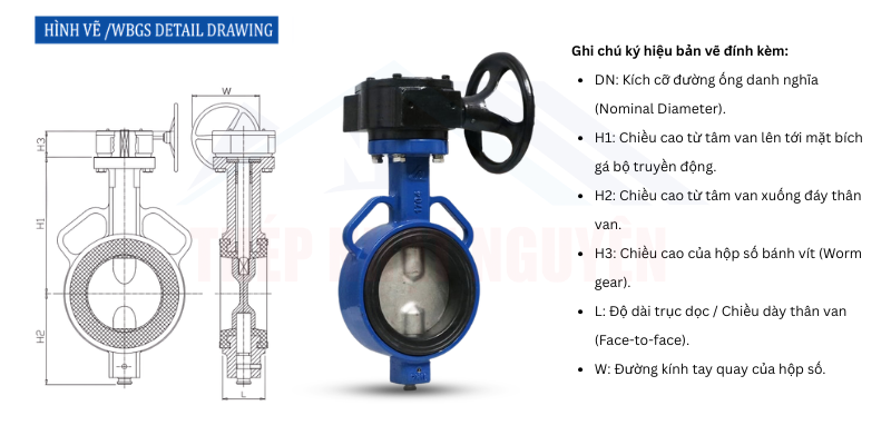Quy cách van bướm tay quay WBGS
