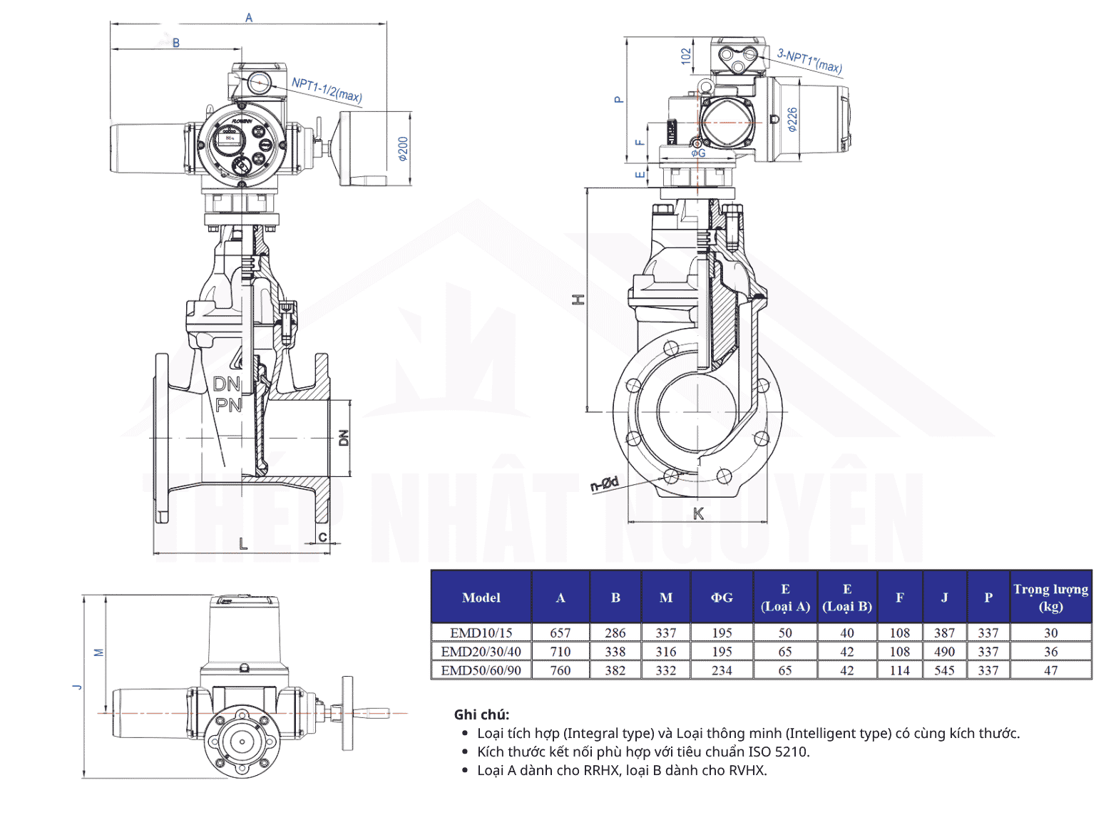 Cấu tạo van cổng động cơ điện Shinyi