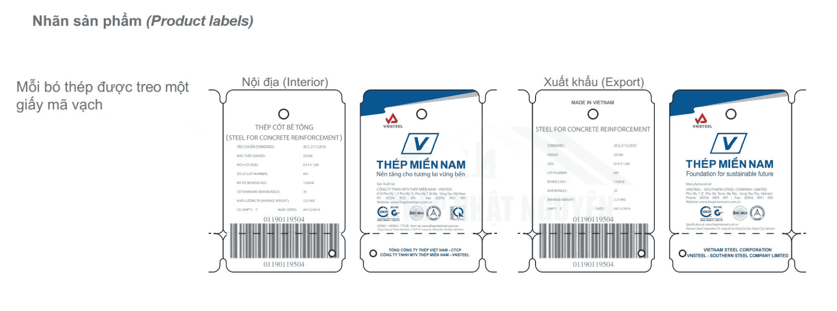 Nhãn sản phẩm Thép Miền Nam